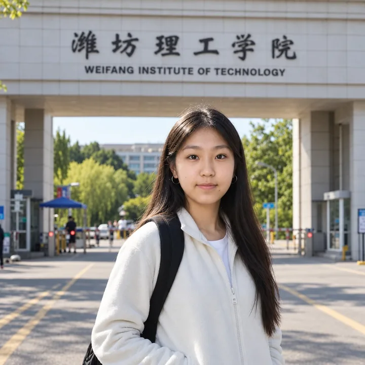 Akmaral S. on the campus of Weifang Institute of Technology