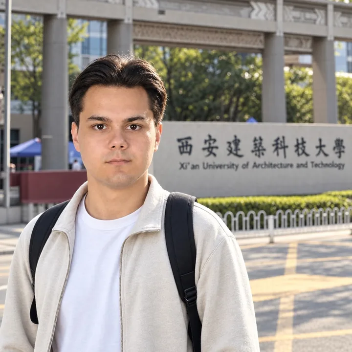 Andrei N. on the campus of Xi'an University of Architecture and Technology
