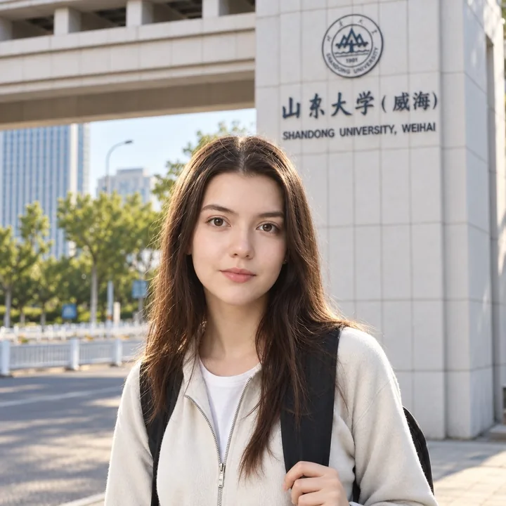 Anna C. on the campus of Shandong University, Weihai